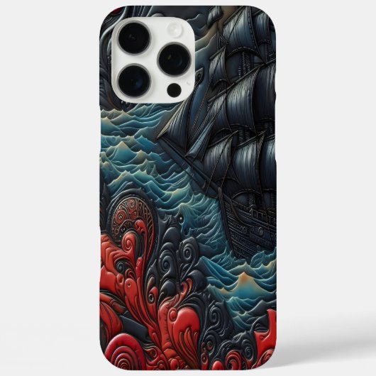 Levendig schip in wervelende golven Case-Mate iPhone case (Achterkant)