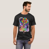 Levendig showgirl in oogverblindend regenboogkostu t-shirt (Voorkant volledig)