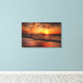 Levendig Sinaasappel Beach Sunset Canvas Afdruk (Insitu (Houten vloer))