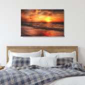 Levendig Sinaasappel Beach Sunset Canvas Afdruk (Insitu (Slaapkamer))