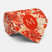 Levendig Sinaasappel en Cream Floral Stropdas (Opgerold)