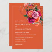 Levendig Sinaasappel en roze rozenbloem Kaart (Voorkant / Achterkant)