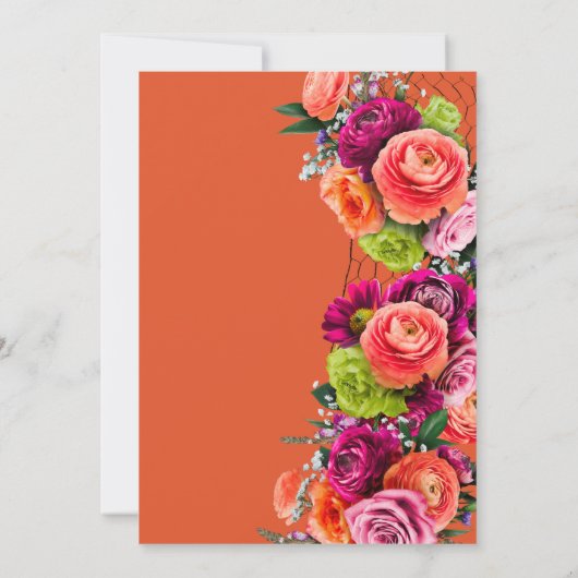 Levendig Sinaasappel en roze rozenbloem Kaart (Achterkant)