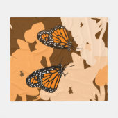Levendig Sinaasappel Feeding Monarch Butterfly Pai Fleece Deken (Voorkant (Horizontaal))