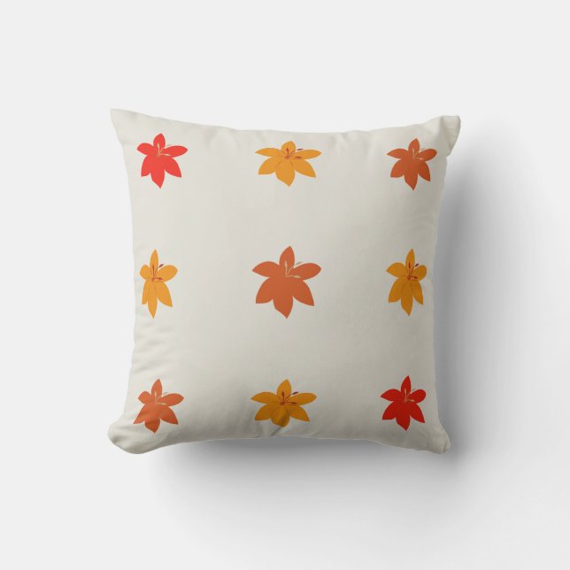Levendig Sinaasappel Flowers Square Pillow – Cheer Kussen (Voorkant)