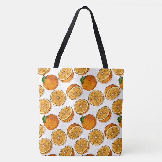 Levendig Sinaasappel Fruit Citrus Pop Naadloos Pat Tote Bag (Voorkant)