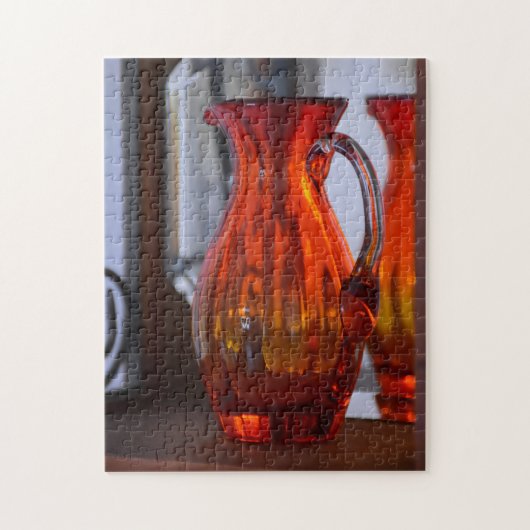 Levendig Sinaasappel Glazen Vaas Pitcher Fotografi Legpuzzel (Verticaal)