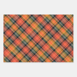 Levendig Sinaasappel, groen & goud geplakt Inpakpapier Vel