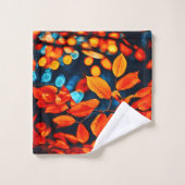 Levendig Sinaasappel laat kunst achter Bad Handdoek (Wasdoekje)