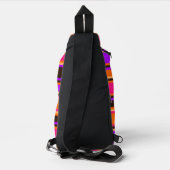 Levendig Sinaasappel, magenta en Paarse gestreepte Sling Bag (Achterkant)