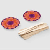 Levendig Sinaasappel met Paarse bloemencaleidoscoo Handwaaier (Niet-gemonteerd)