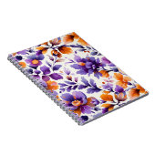 Levendig Sinaasappel & Paarse Floral Waterverf Not Notitieboek (Rechterzijde)