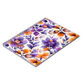 Levendig Sinaasappel & Paarse Floral Waterverf Not Notitieboek (Linkerzijde)