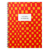 Levendig Sinaasappel Rode Checkerboard Patroon Sta Notitieboek (Voorkant)