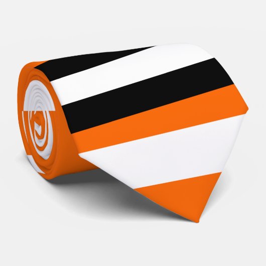 Levendig Sinaasappel, wit, zwart en gestreept Stropdas (Opgerold)