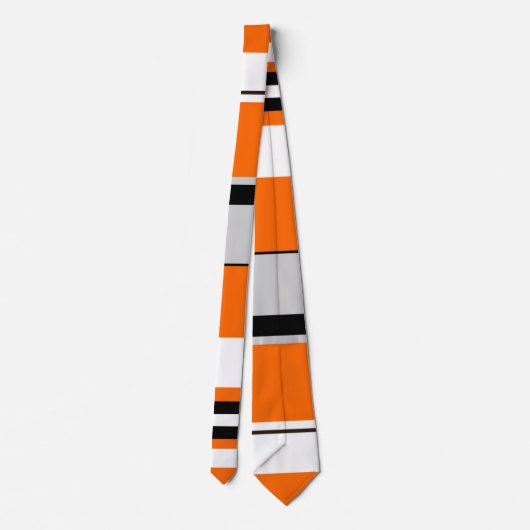 Levendig Sinaasappel, wit, zwart en gestreept Stropdas (Achterkant)