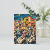 Levendig Skelet Mariachi Band Día de Los muertos Feestdagenkaart (Staand voorkant)