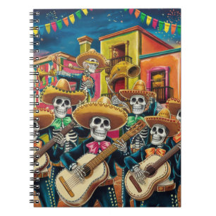 Levendig Skelet Mariachi Band Día de Los muertos Notitieboek