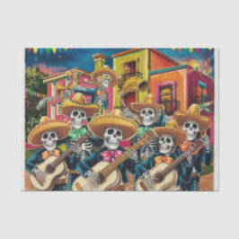 Levendig Skelet Mariachi Band Día de Los muertos Tissuepapier