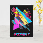 Levendig skidesign met Grenoble-tekst ski Kaart (Gele Bloem)