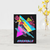 Levendig skidesign met grenoble-tekst ski kaart (Gele Bloem)