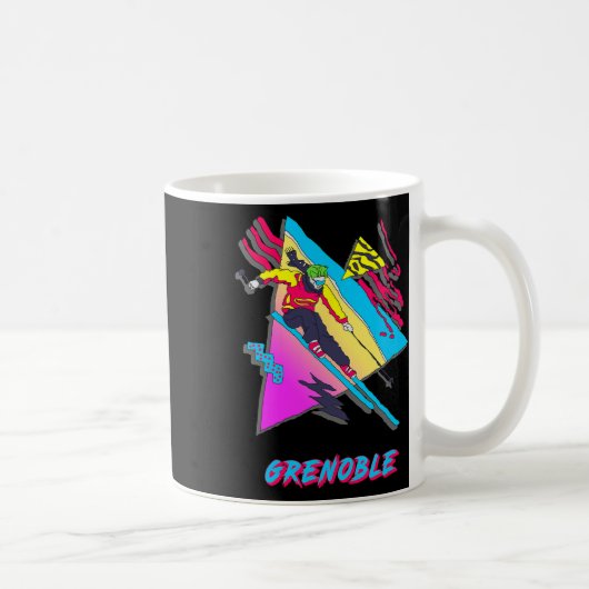 Levendig skidesign met Grenoble-tekst ski Koffiemok (Rechts)