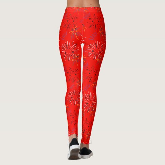Levendig Snoep Red Starburst Pattern Leggings (Achterkant)