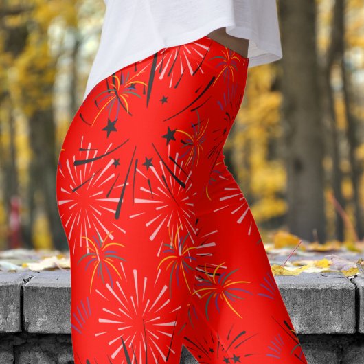 Levendig Snoep Red Starburst Pattern Leggings