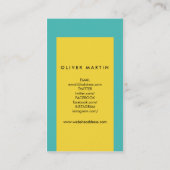 Levendig Social Media Kleurenblok Geel Turquoise Visitekaartje (Achterkant)