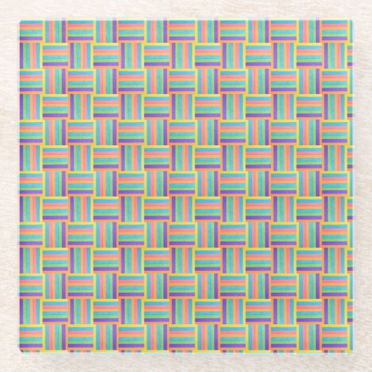 Levendig spectrum geruit glazen onderzetter (Voorkant)