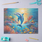 Levendig speels dolfijn AI-gegenereerd ontwerp Tissuepapier (Craft)