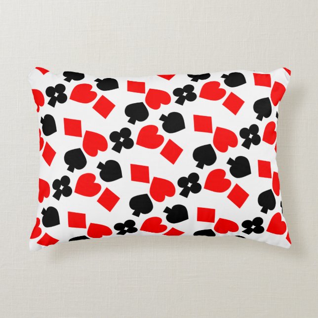 Levendig spelende Kaart Suit Accent Pillow Kussen (Voorkant)