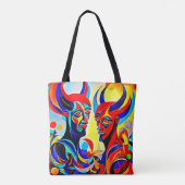 Levendig Spirit Paar Design Tote Bag (Achterkant)