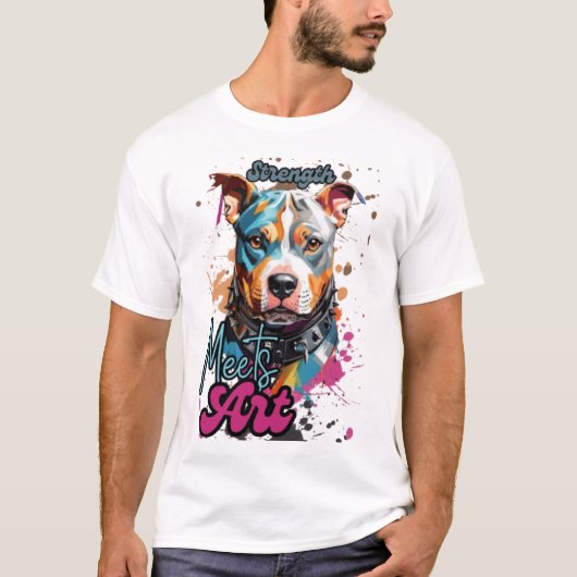 Levendig Splash Pit Bull-ontwerp T-shirt (Voorkant)