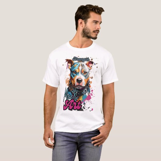 Levendig Splash Pit Bull-ontwerp T-shirt (Voorkant volledig)