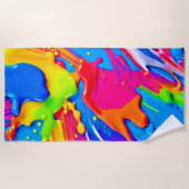 Levendig Splatter Kleur Burst Ontwerp Strandlaken (Voorkant)