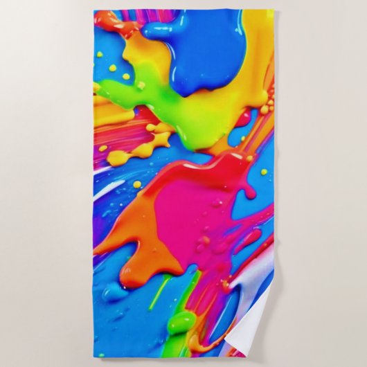 Levendig Splatter Kleur Burst Ontwerp Strandlaken (Voorkant)