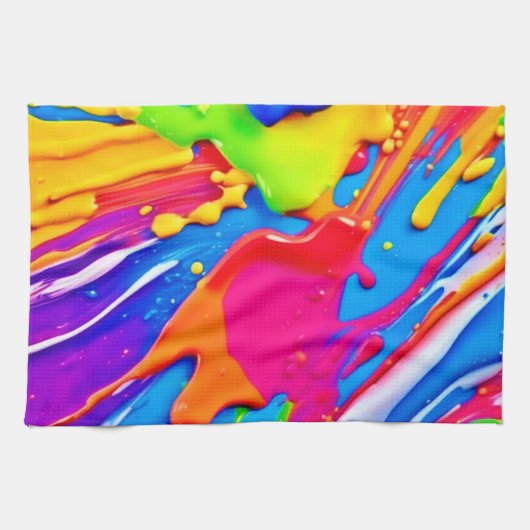 Levendig Splatter Kleur Burst Ontwerp Theedoek (Horizontaal)