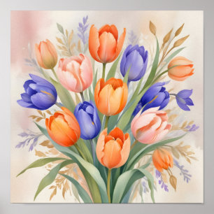 Levendig Spring Bouquet - Tulpen in volle bloei Poster