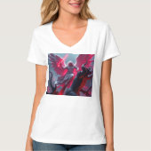 Levendig St Michael de Aartsengel Vrouwen Vneck T- T-shirt (Voorkant)