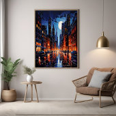 Levendig stadsbeeld bij Night Urban Art Perfect Poster