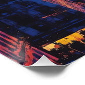 Levendig stadsbeeld bij Sunset Neon Lights Digital Perfect Poster (Hoek)