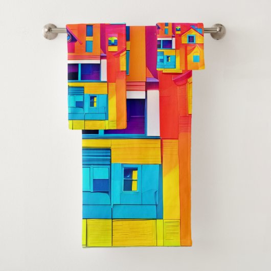 Levendig stadsbeeld Dreamscape Art Bad Handdoek (Insitu)