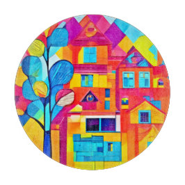 Levendig stadsbeeld Dreamscape Art Snijplank