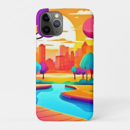 Levendig stadspark bij zonsondergang Case-Mate iPhone case