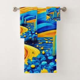 Levendig sterrenkunstwerk bad handdoek