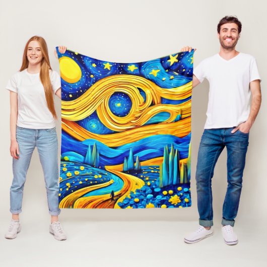 Levendig sterrenkunstwerk fleece deken (In situ)