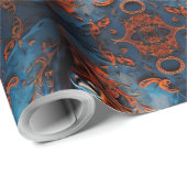 Levendig stierenportret met bloemenmotieven cadeaupapier (Rol Hoek)