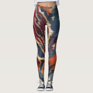 Levendig Stijlvol Aardse Tonen Patroon Ikat Tekst Leggings