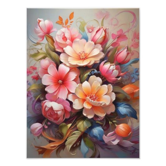 Levendig Stilleven Bloemen Boeket Foto Afdruk (Voorkant)